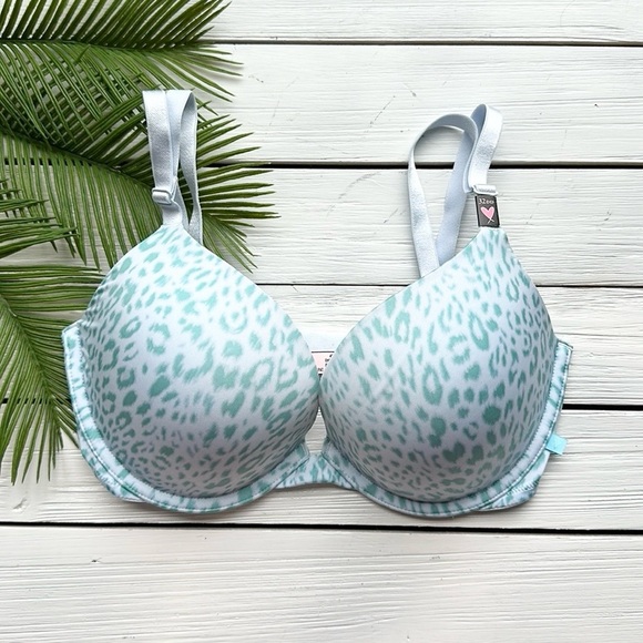 NWT Victorias Secret Blue Leopard Push Up Bra size 32DD - Picture 1 of 5